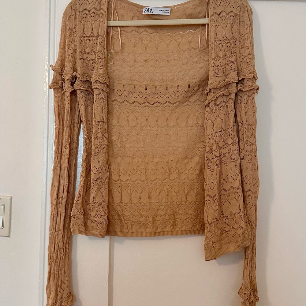 Zara Women's Textured Tan Cardigan